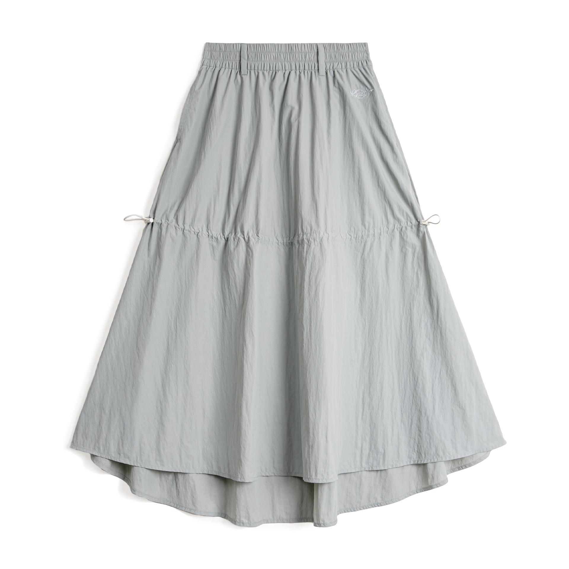 2025新薄長款透氣鬆緊腰帶口袋雙層A字大裙擺半身裙子女士夏