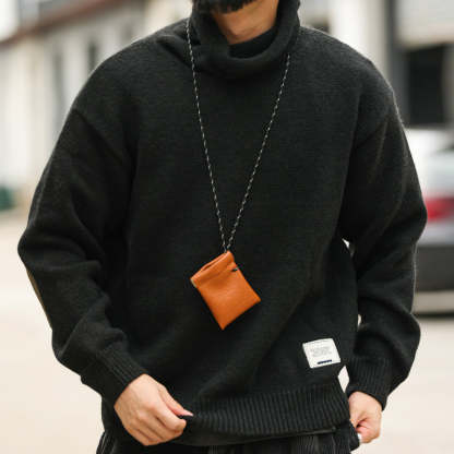 美式重磅復古高領羊毛衫男加厚慵懶風針織長袖打底衫外套冬-Retro's Wear