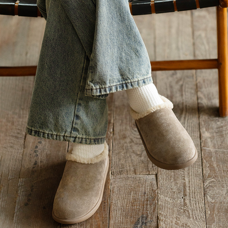 毛毛拖鞋男外穿2025新款厚底包跟居家棉拖包頭保暖勃肯棉鞋冬