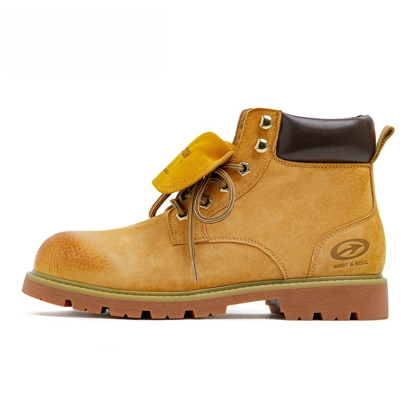 無界翻轉大黃靴男秋冬新款翻蓋中幫真皮復古美式工裝馬丁靴子