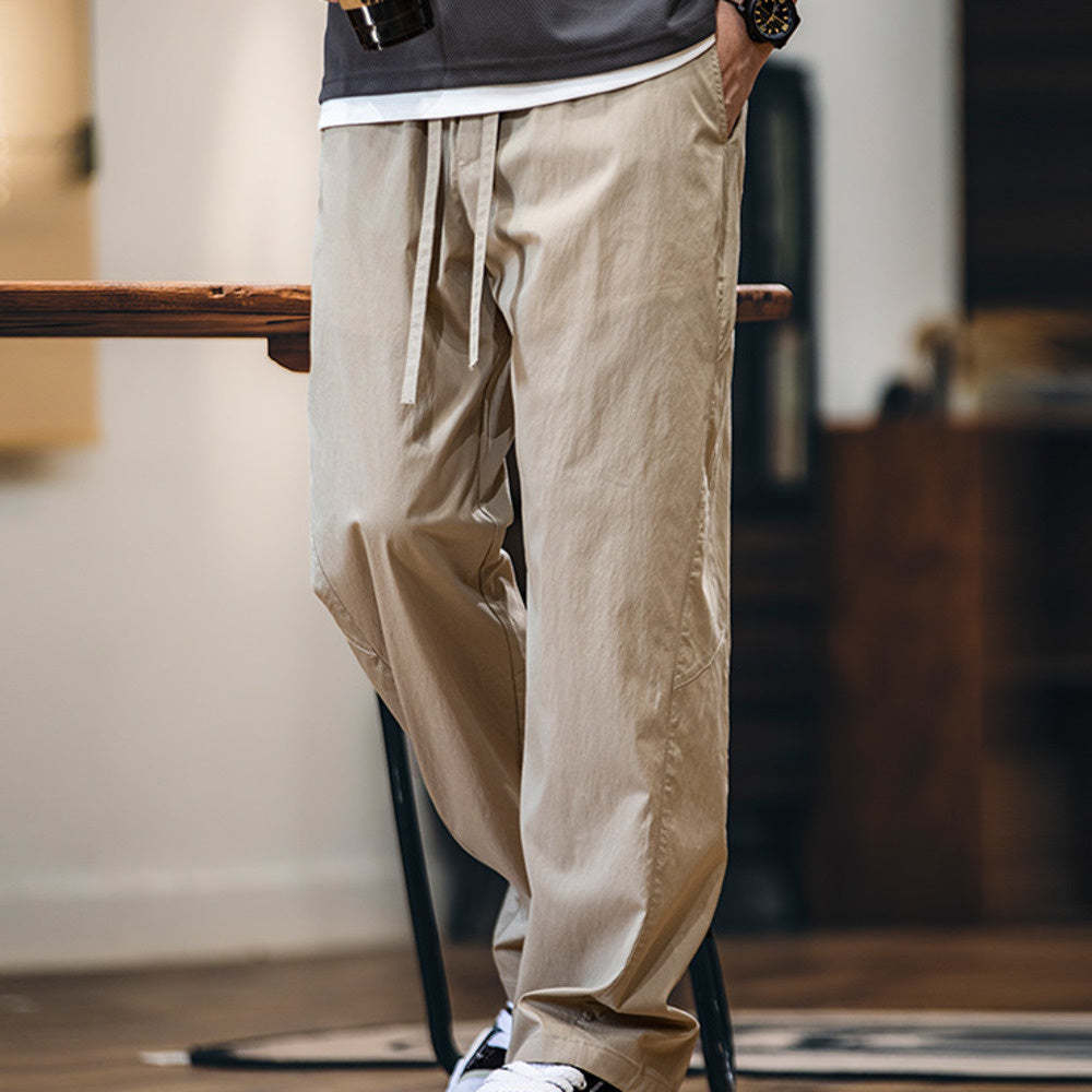 萊賽爾速幹休閒褲男春夏2025新款潮牌美式寬鬆直筒褲子彈力工裝褲