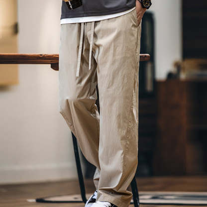 萊賽爾速幹休閒褲男春夏2025新款潮牌美式寬鬆直筒褲子彈力工裝褲