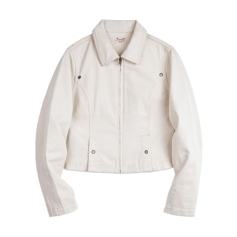 巴恩風白色收腰夾克小個子老錢風工裝外套Vintage上衣春秋女