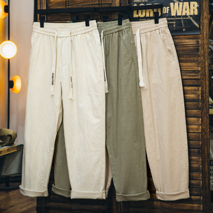 美式休閒褲男2025春季新款純棉復古直筒褲子男士寬鬆彈力百搭長褲