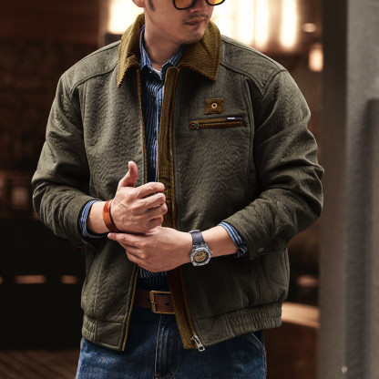 美式復古硬漢燈芯絨夾克男士2025秋冬新款寬鬆休閒工裝外套