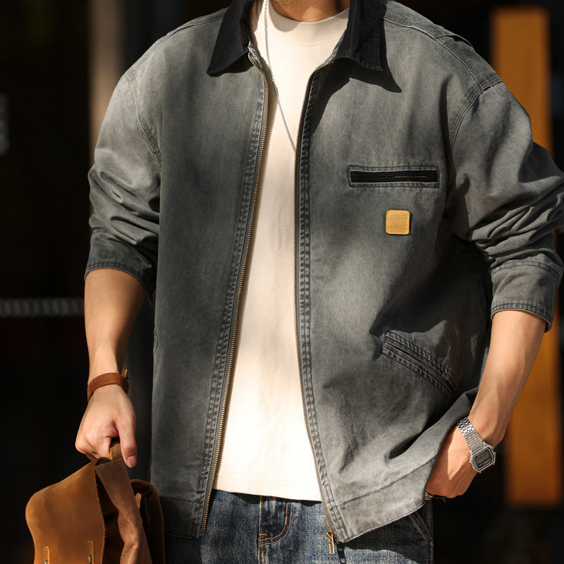 阿美哢嘰工裝夾克男寬鬆復古底特律獵裝外套秋-Retro's Wear