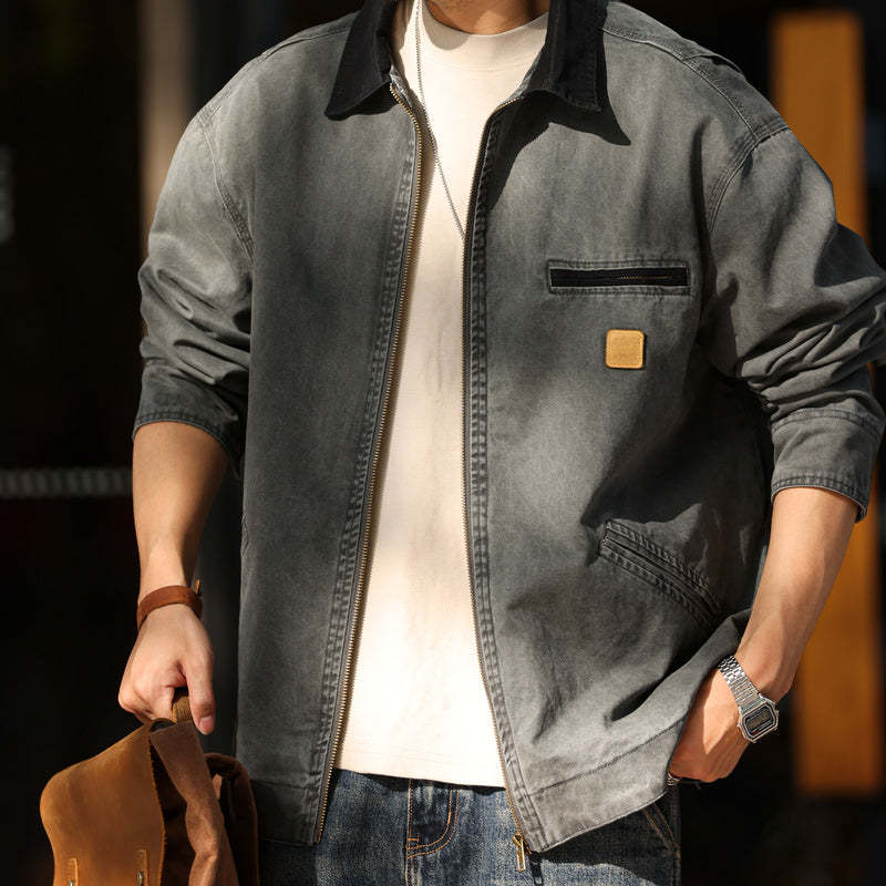 阿美哢嘰工裝夾克男寬鬆復古底特律獵裝外套秋-Retro's Wear