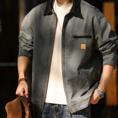 阿美哢嘰工裝夾克男寬鬆復古底特律獵裝外套秋-Retro's Wear