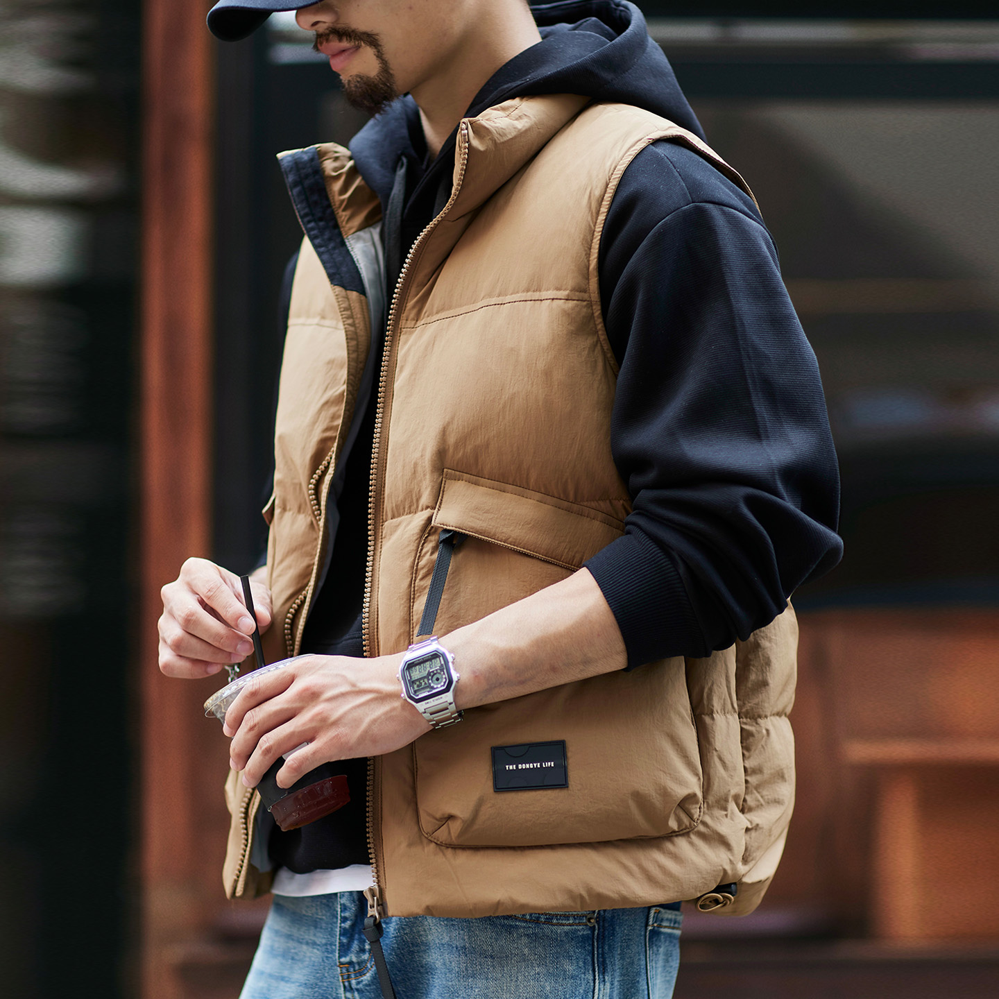 90鴨絨立領工裝羽絨馬甲男士2025冬季新款寬鬆保暖羽絨背心外套