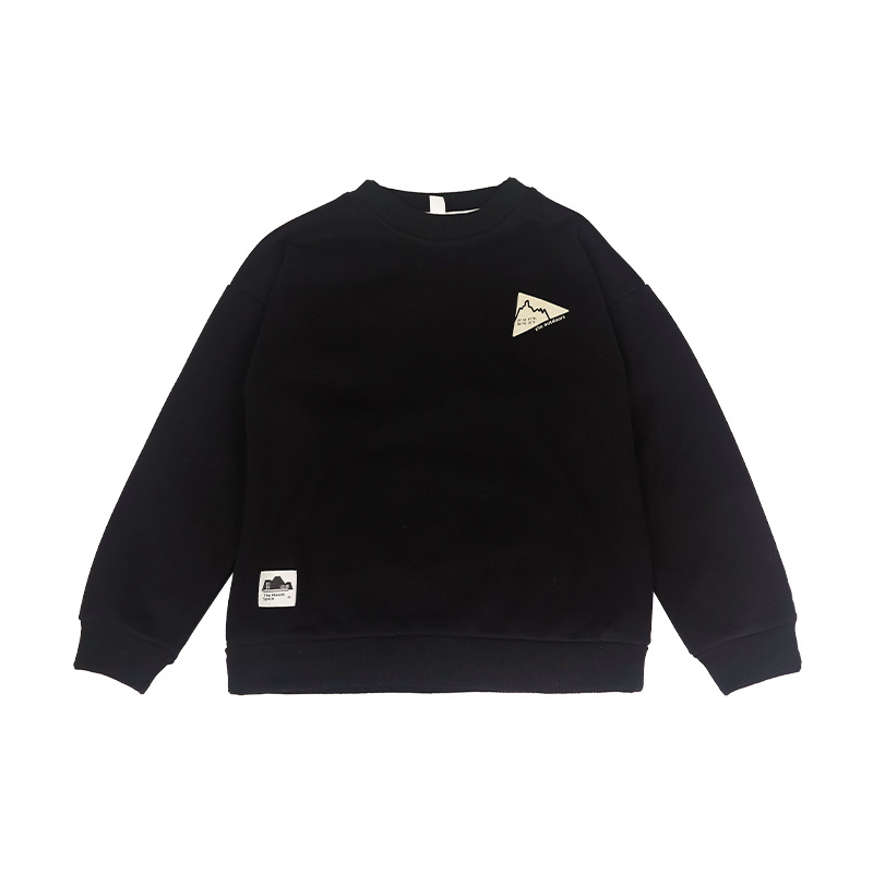 童裝男童加絨衛衣2025冬季新款兒童圓領衛衣中大童休閒上衣