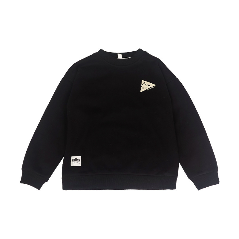 童裝男童加絨衛衣2025冬季新款兒童圓領衛衣中大童休閒上衣