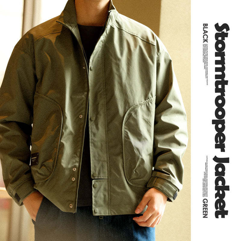 美式機能戶外防風立領工裝夾克男寬鬆休閒運動衝鋒衣外套