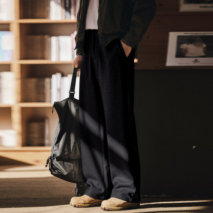 高級感垂墜感老錢風休閒褲男士2025秋冬款寬鬆直筒運動衛褲