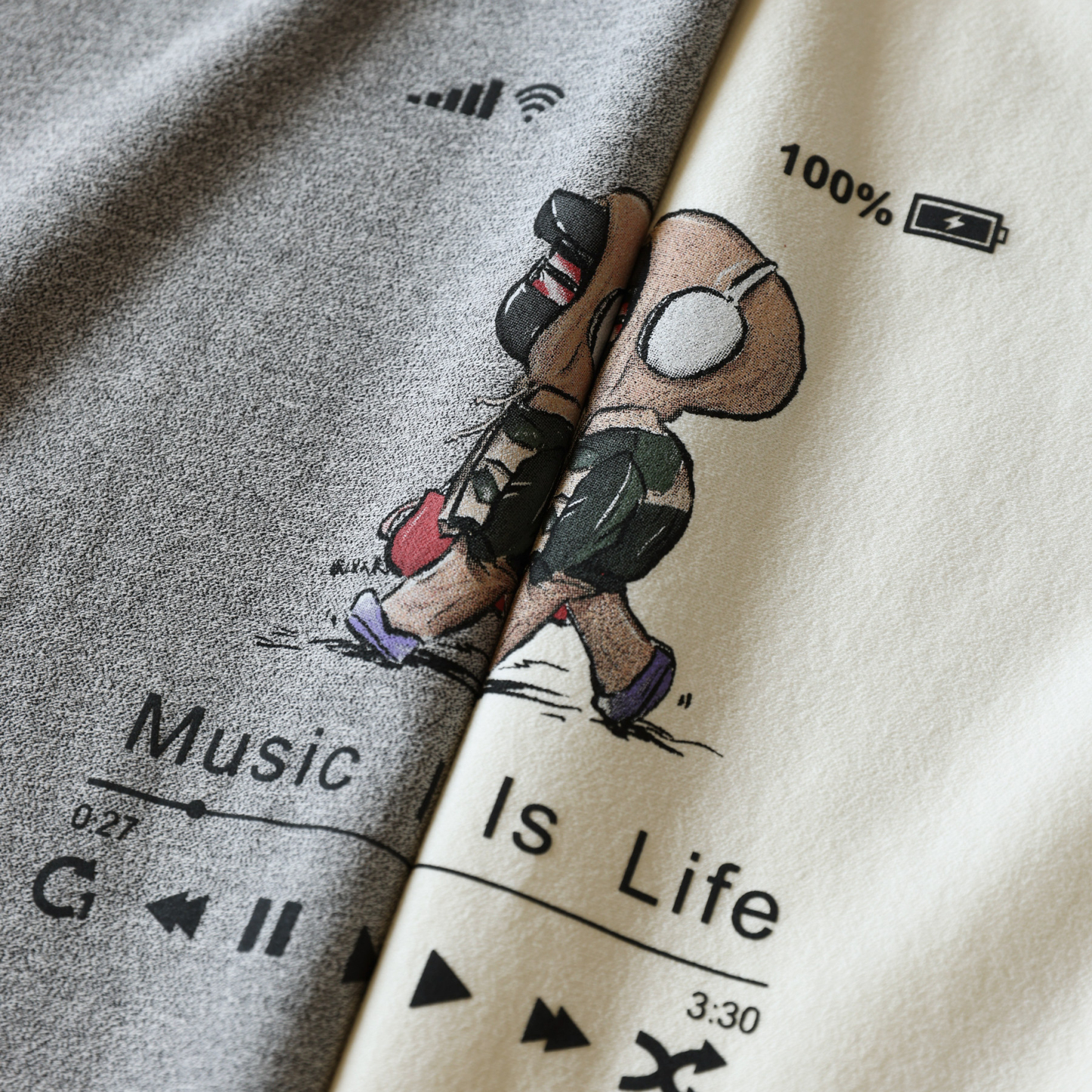 磨褶肌理感印花刺繡短袖T恤男士美式休閒寬鬆趣味打底衫