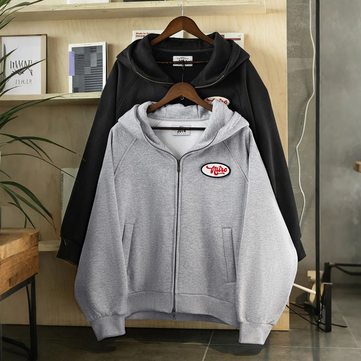 MRA410g加絨連帽章仔衛衣重磅加厚雙拉鍊短款運動開衫外套冬