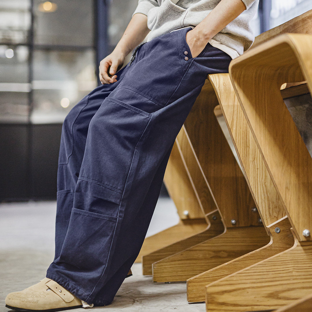 美式復古水洗多口袋工裝伐木褲純棉闊腿束脚休閒褲子男春