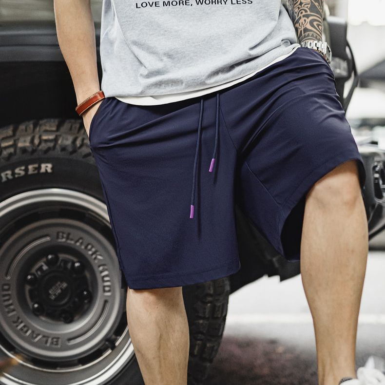 美式冰絲凉感短褲針織透氣運動跑步籃球薄款五分褲男款夏