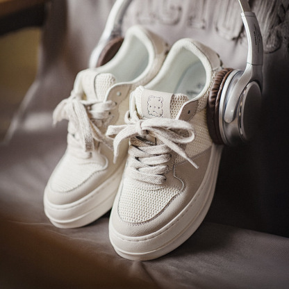 夏季男士新款厚底小白鞋低幫薄款網面透氣輕便百搭休閒板鞋子