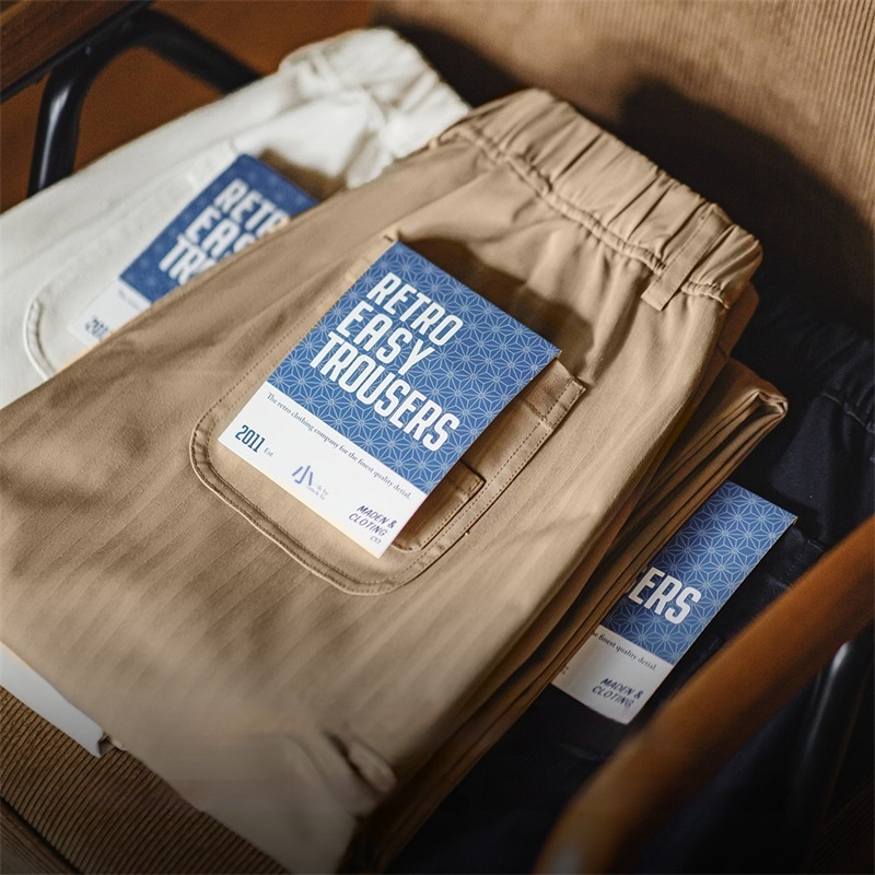 美式人字紋Easypants休閒褲cleanfit直筒錐形長褲子男秋-Retro's Wear