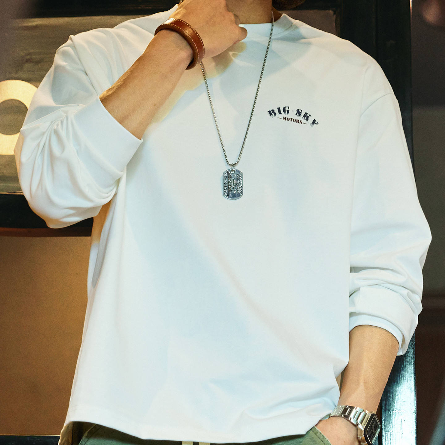 305g重磅純棉長袖t恤男2025秋季新款精梳棉美式印花圓領打底衫