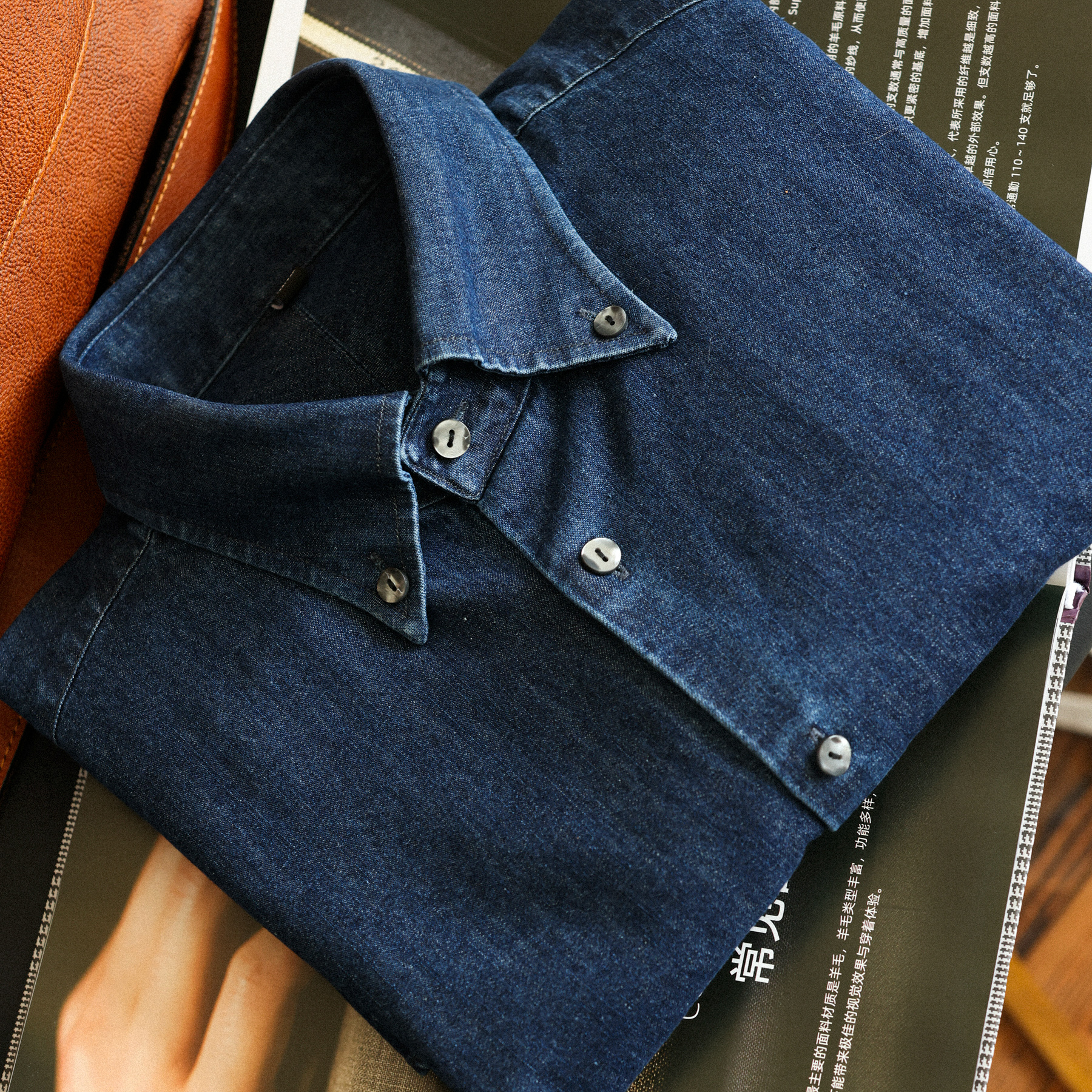 美式紐扣領復古原牛色長袖外搭襯衣外套男