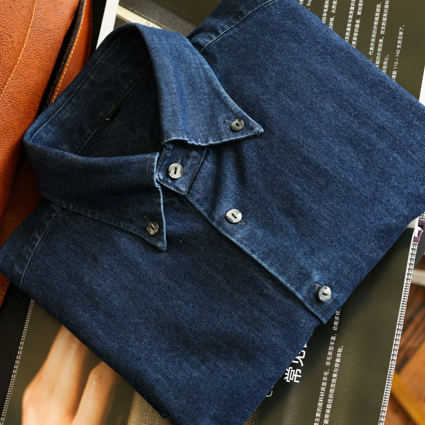 美式紐扣領復古原牛色長袖外搭襯衣外套男