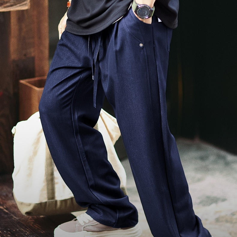 2025秋季新款仿牛仔休閒褲男寬鬆百搭垂感直筒褲cleanfit闊腿長褲