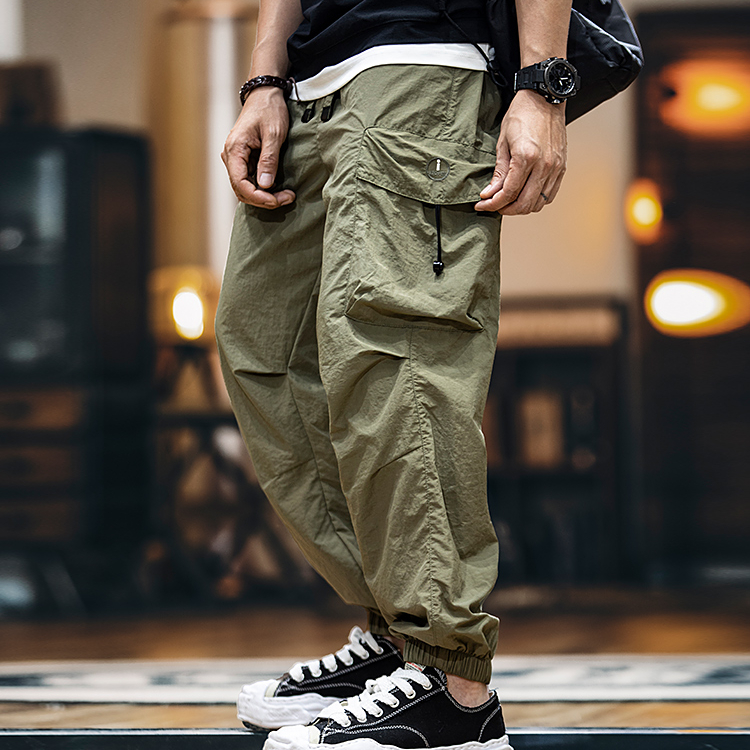 美式工裝褲子男夏季2025新款輕薄刺繡束脚長褲男士寬鬆百搭休閒褲