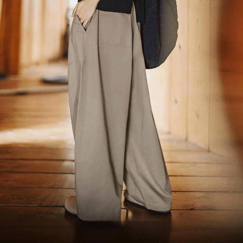 夏日鬆弛感卡其色老錢風闊腿氣球褲復古工裝梨型顯瘦山本褲女