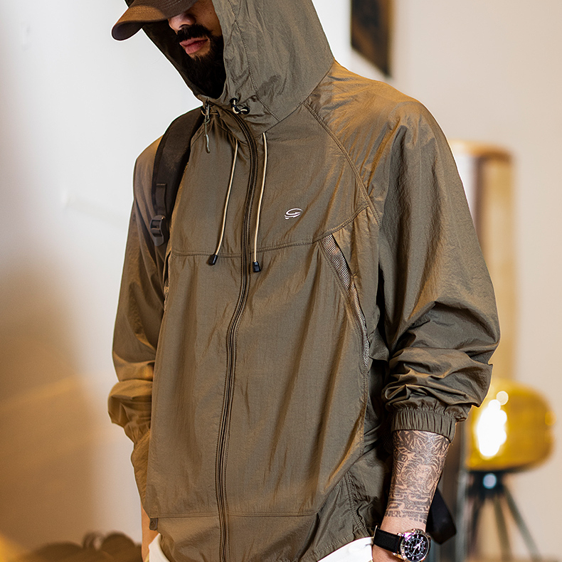 美式防曬衣男款夏季2025新款戶外防紫外線輕薄透氣連帽防曬服外套