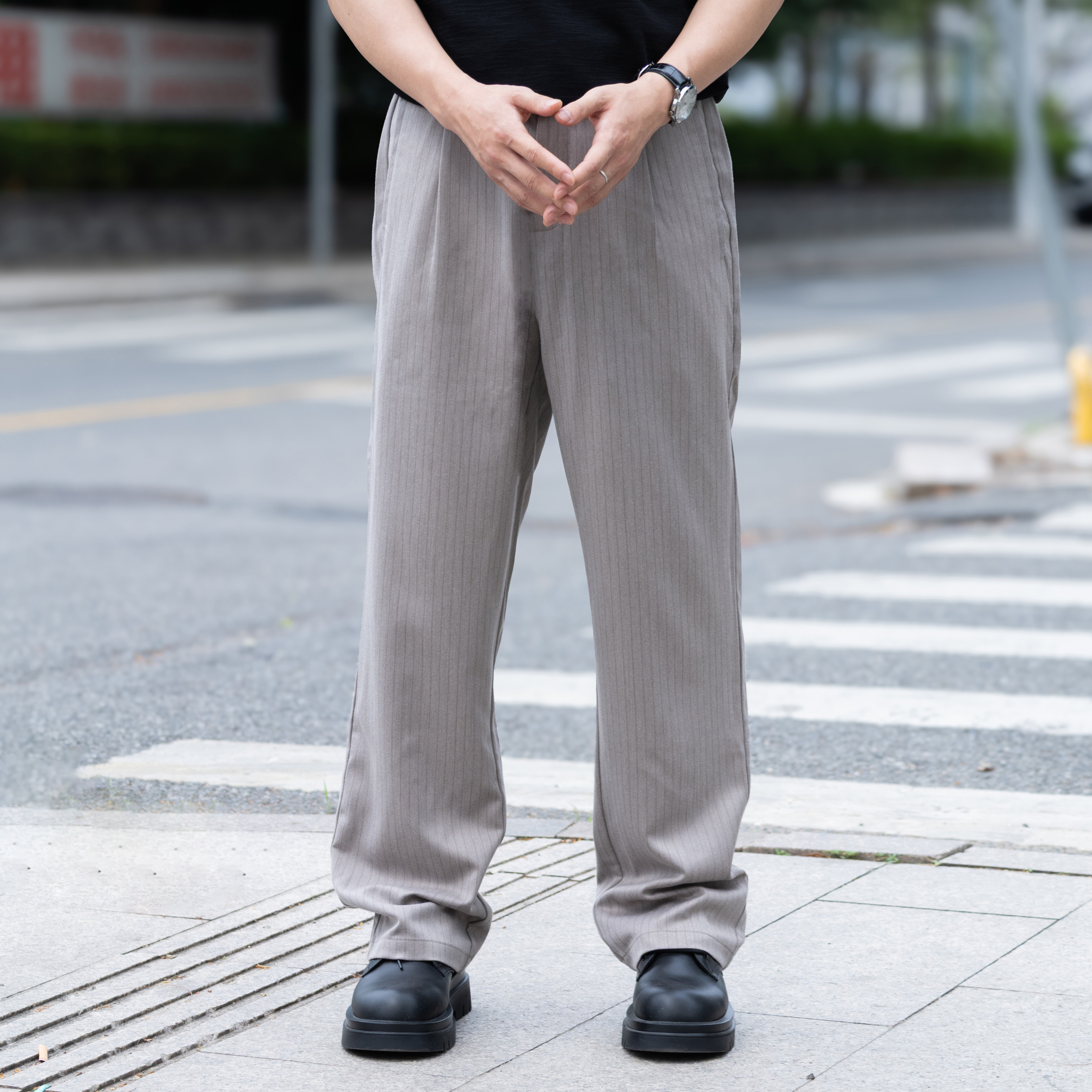 老錢風夏季薄款直筒西褲男透氣垂感寬鬆百搭休閒長褲