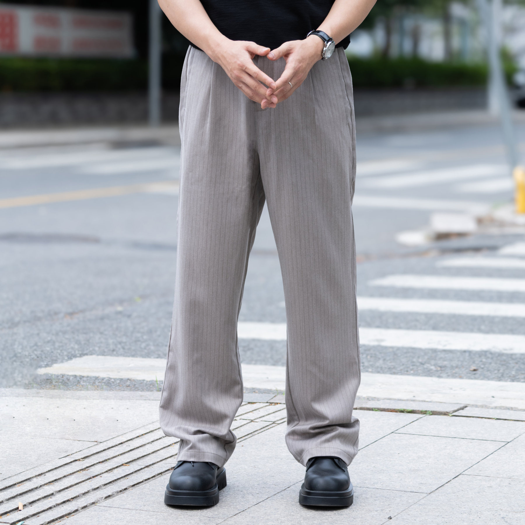 老錢風夏季薄款直筒西褲男透氣垂感寬鬆百搭休閒長褲