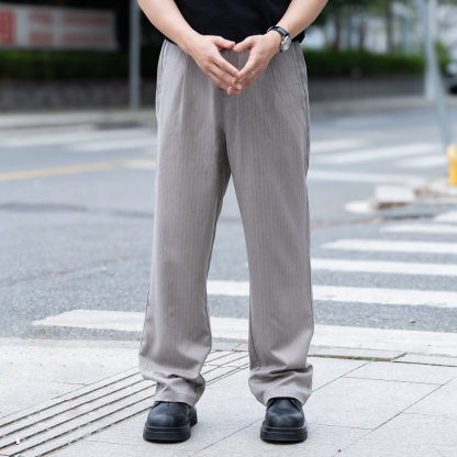 老錢風夏季薄款直筒西褲男透氣垂感寬鬆百搭休閒長褲