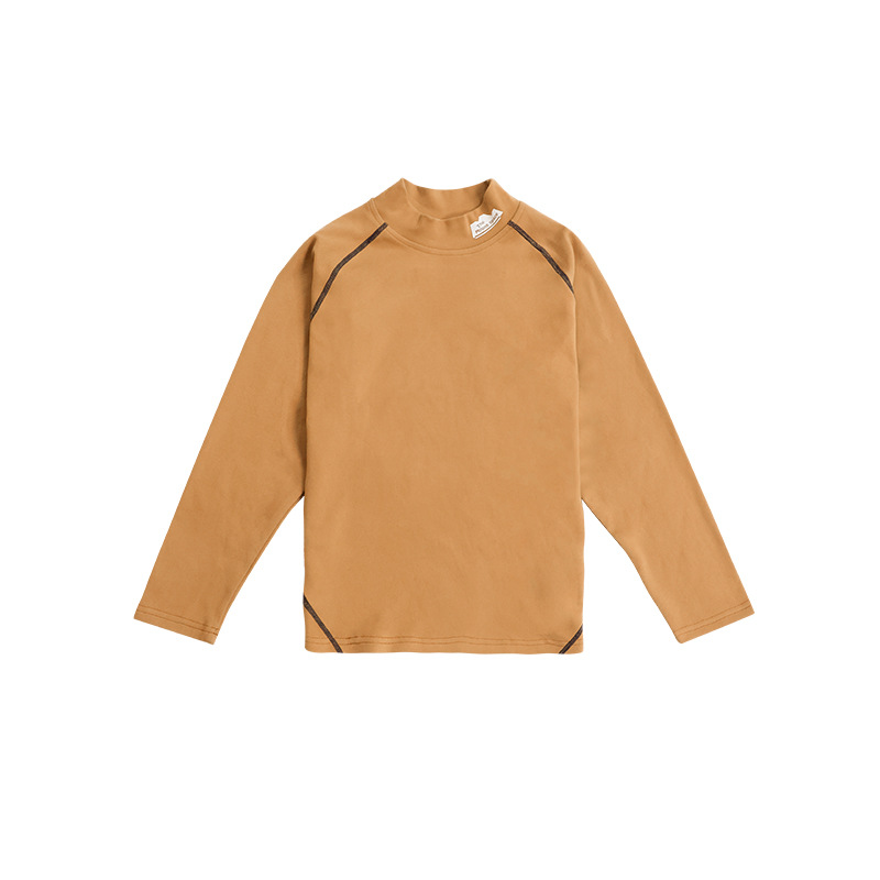 兒童德絨打底衫2025冬季新款男童純色半高領上衣保暖親膚寶寶衣服