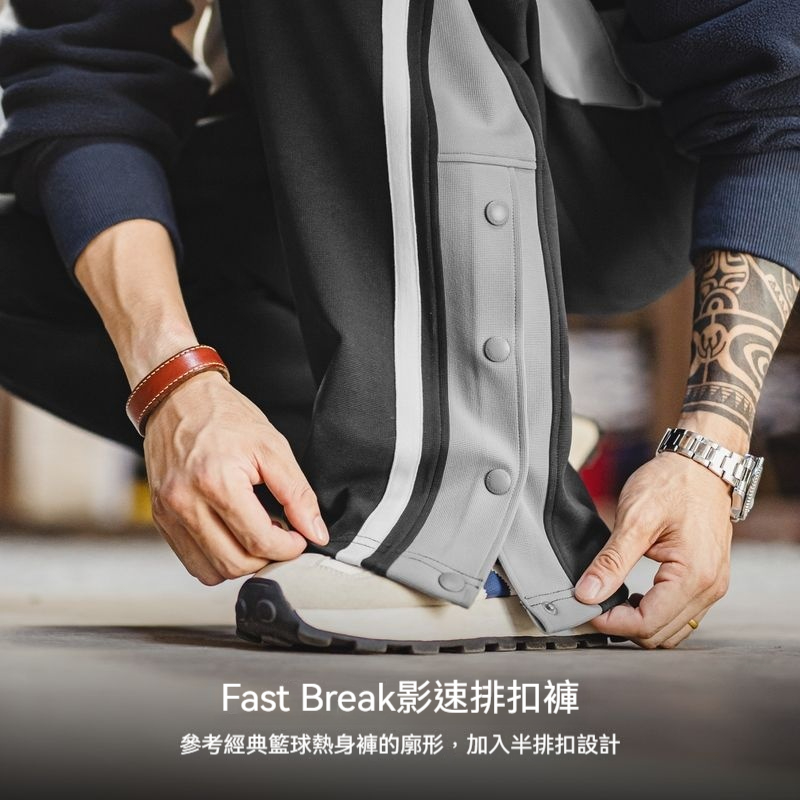 美式籃球排扣褲直筒運動衛褲休閒黑色條紋長褲子男款秋冬