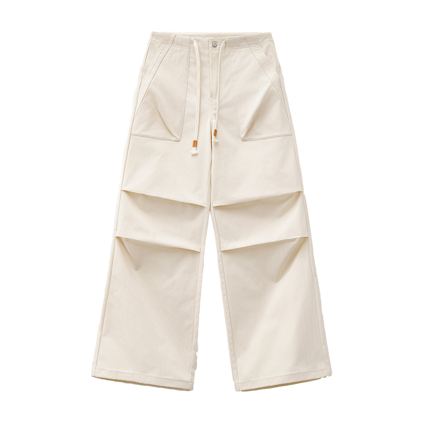 白色不貼腿直筒微喇叭寬鬆闊腿馬蹄工裝休閒拖地長褲子女士秋