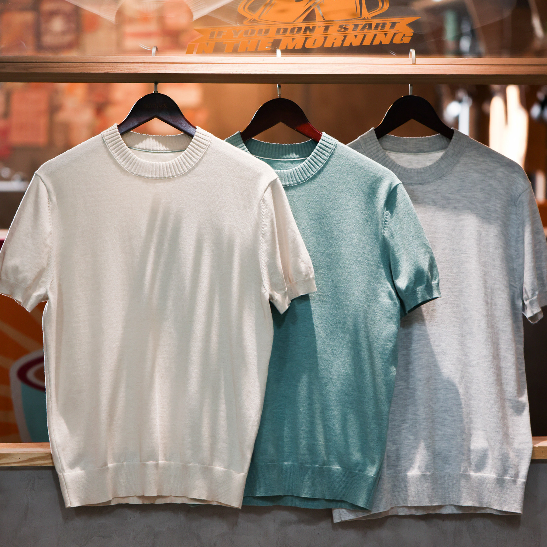 簡約老錢風短袖針織衫男高級感通勤休閒圓領收袖打底T恤