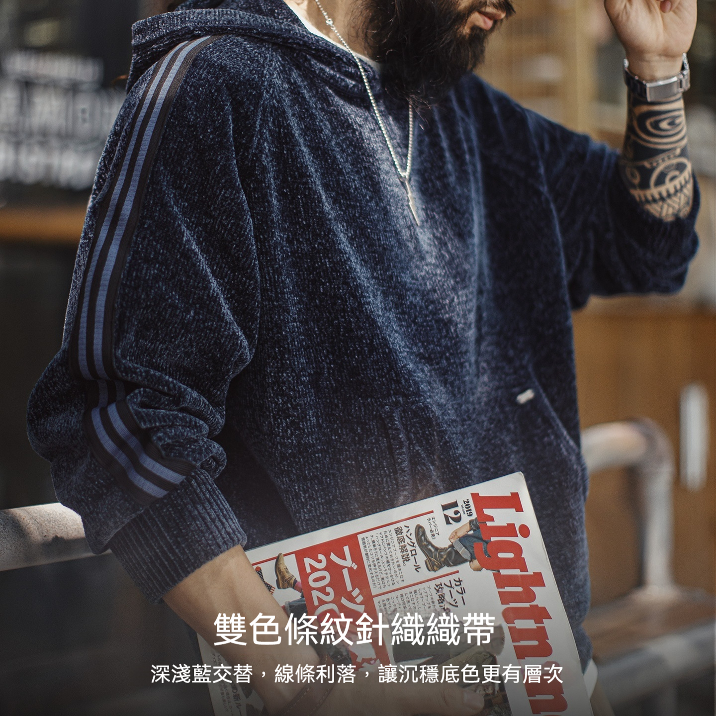 美式雪尼爾連帽衛衣套頭復古保暖燈芯絨加厚帽衫外套男冬