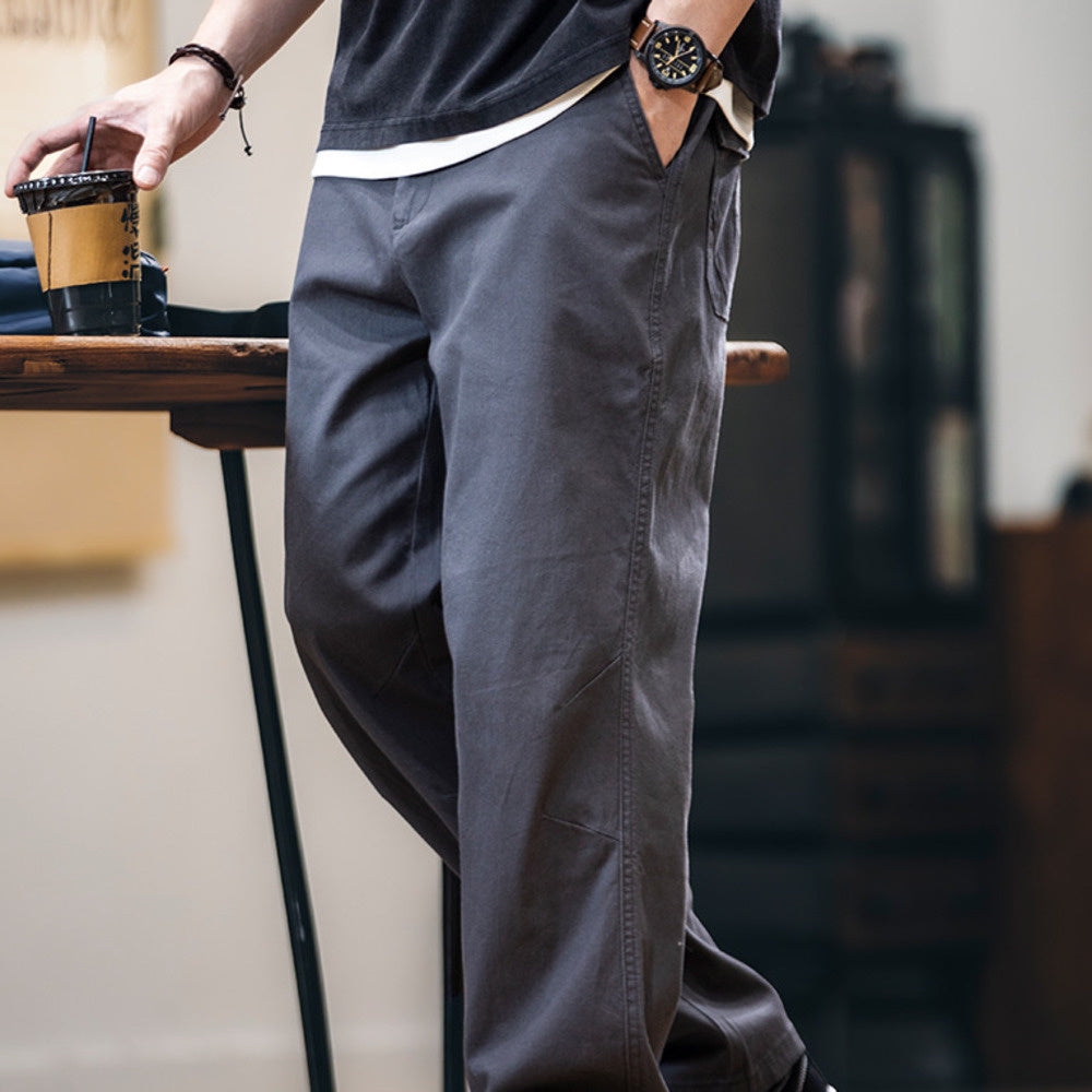 美式工裝褲男春季2025新款復古寬鬆彈力直筒休閒褲男長褲子