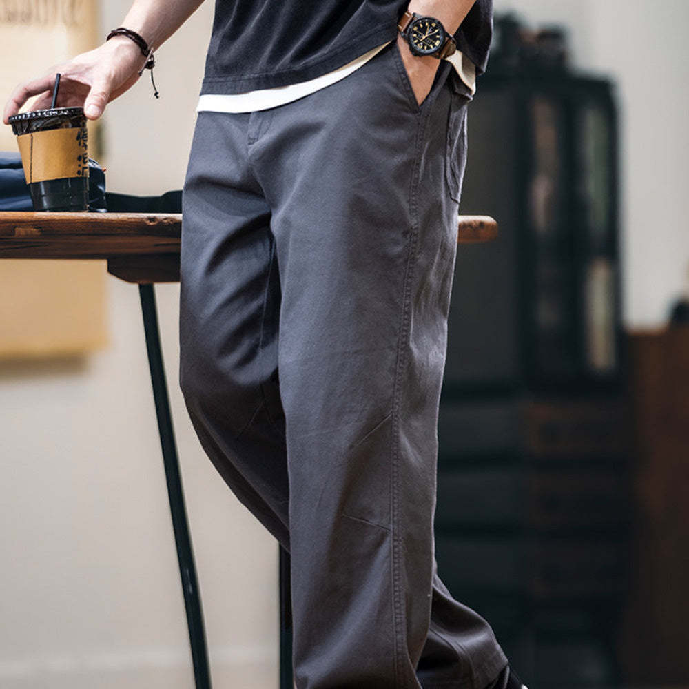美式工裝褲男春季2025新款復古寬鬆彈力直筒休閒褲男長褲子