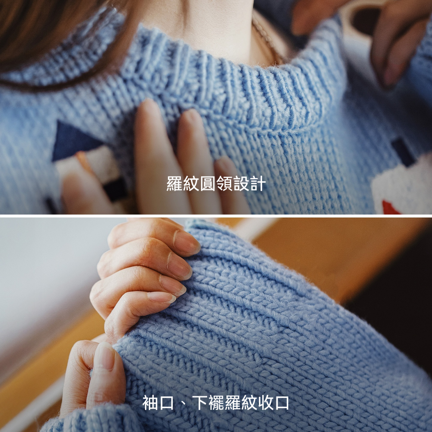 復古圓領寬鬆加厚針織提花毛衣休閒保暖外穿粗毛線上衣秋冬女