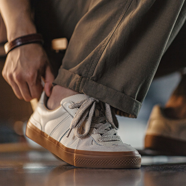 復古德訓鞋男2024新款潮百搭增高阿甘小白鞋運動休閒厚底板鞋-Retro's Wear