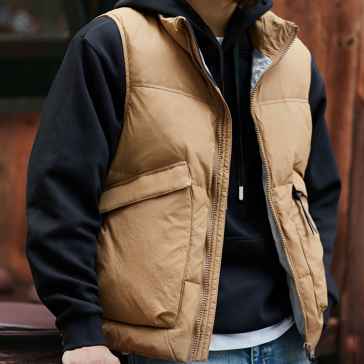 90鴨絨立領工裝羽絨馬甲男士2025冬季新款寬鬆保暖羽絨背心外套