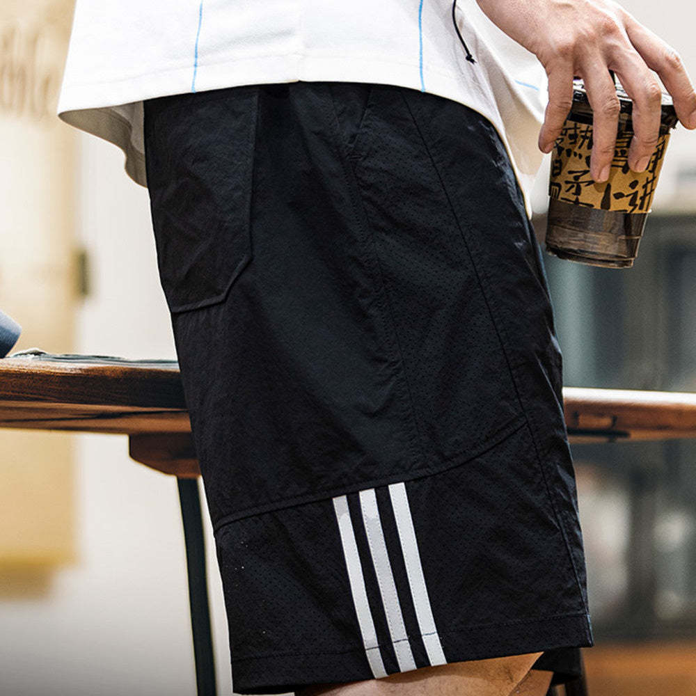 輕量化戶外速幹短褲男2025夏季新款反光條杠凉感運動五分褲子男