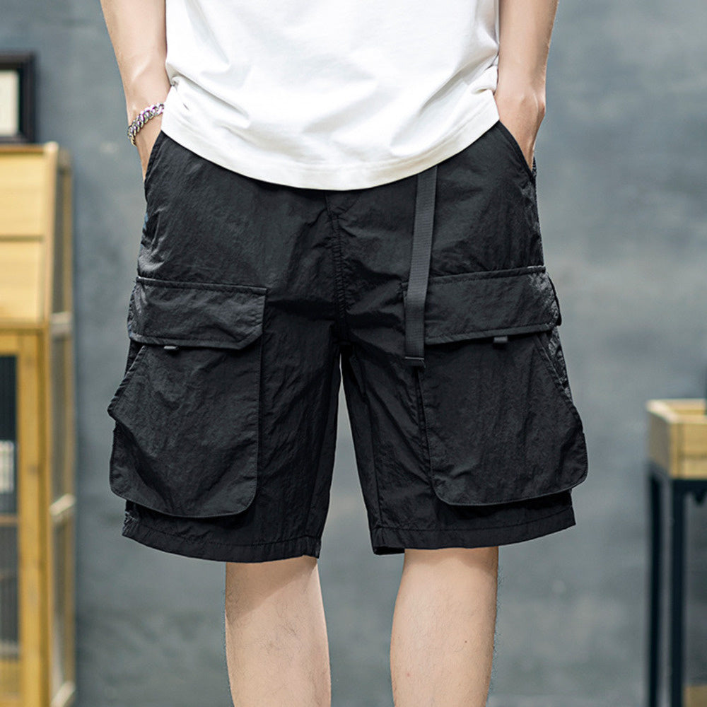 夏季薄款速幹短褲男寬鬆運動美式工裝五分褲男士潮牌大碼休閒中褲