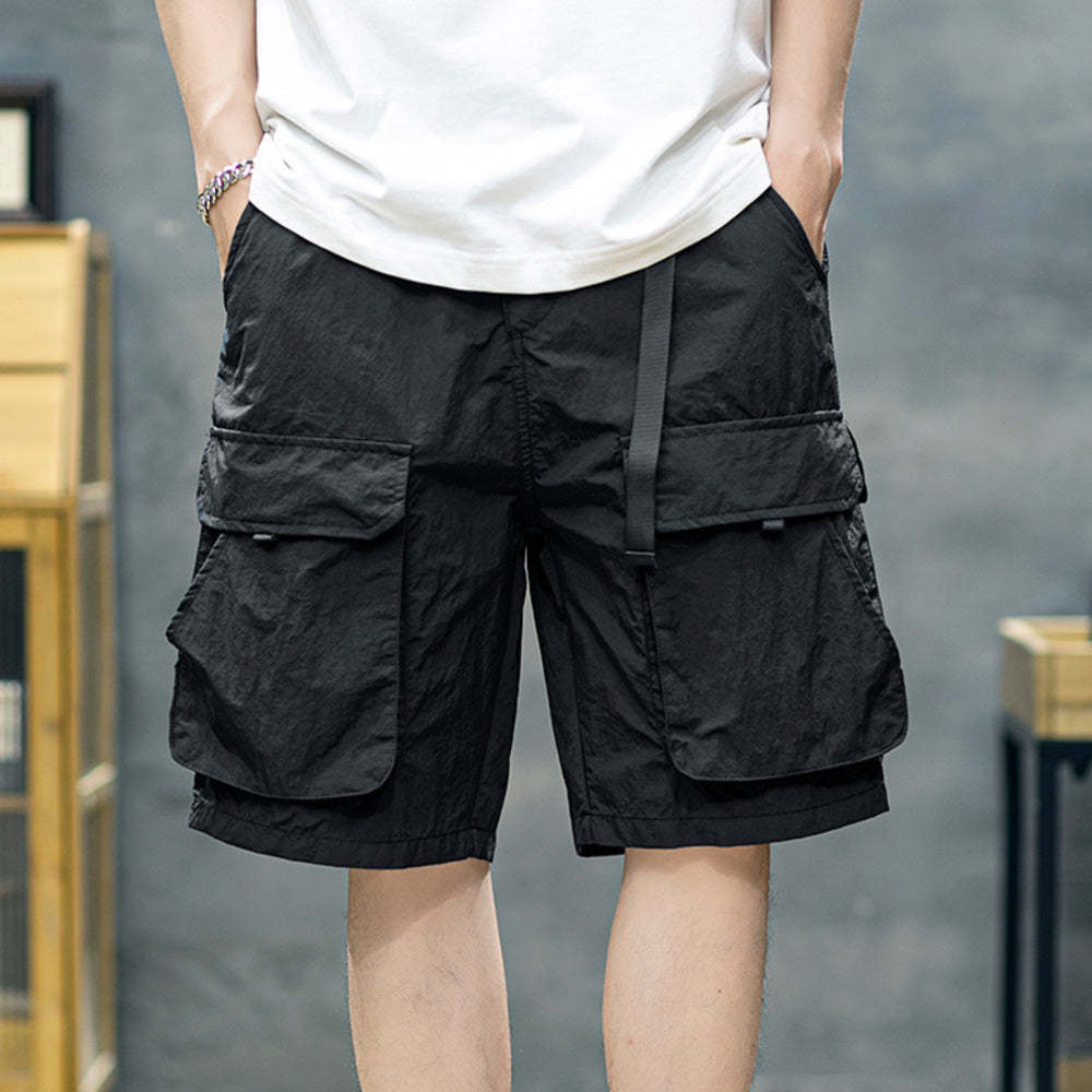 夏季薄款速幹短褲男寬鬆運動美式工裝五分褲男士潮牌大碼休閒中褲