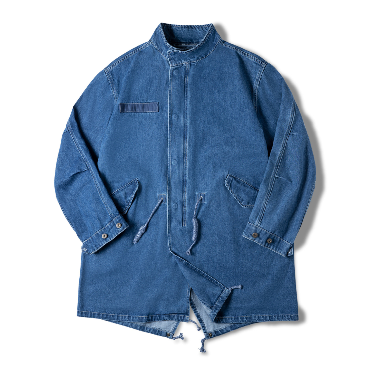 美式復古M65丹寧牛仔外套寬鬆魚尾風衣女外套中長款春秋-Retro's Wear