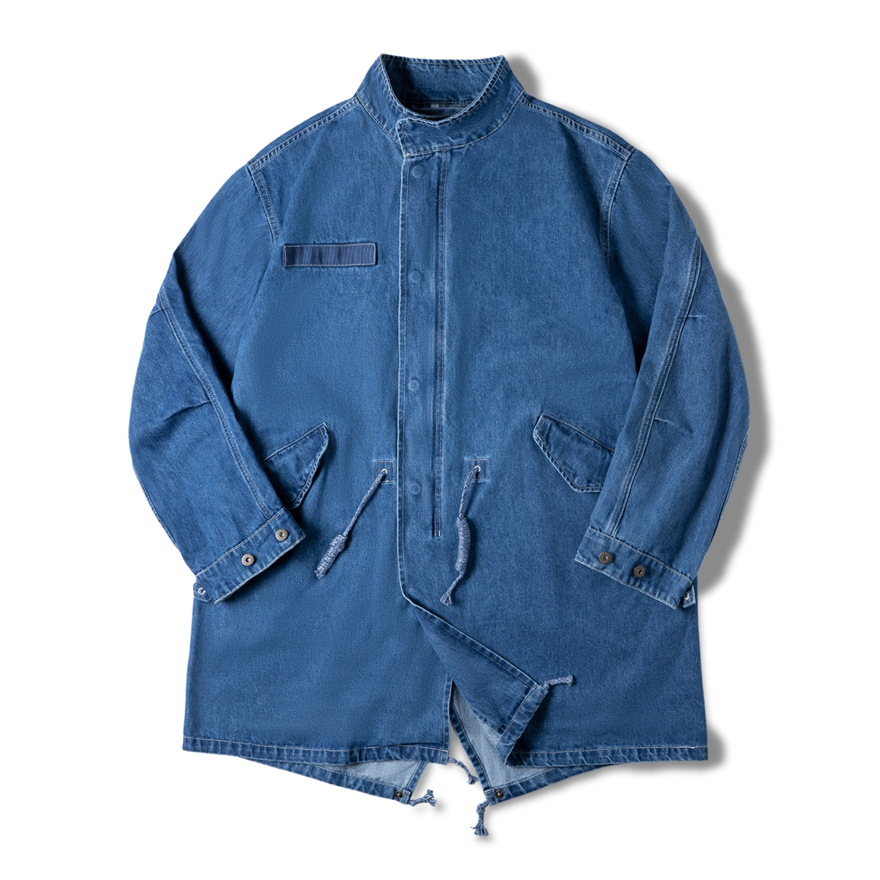 美式復古M65丹寧牛仔外套寬鬆魚尾風衣女外套中長款春秋-Retro's Wear