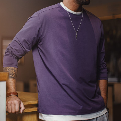 美式休閒7A抑菌速幹長袖T恤凉感透氣上衣圓領打底衫男春