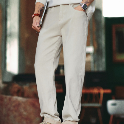 春秋美式復古白色牛仔褲男2025秋季新款cleanfit微寬鬆直筒休閒褲